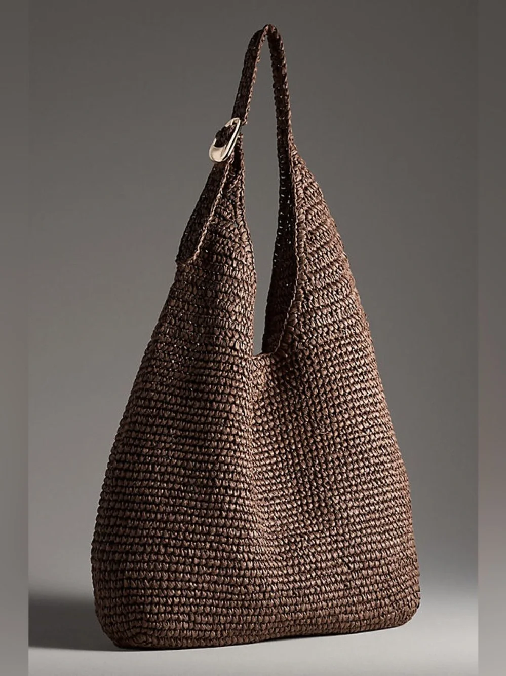 NEW! Anthropologie Love Knot Slouchy Bag - Raffia Buckle Edition in Chocolate